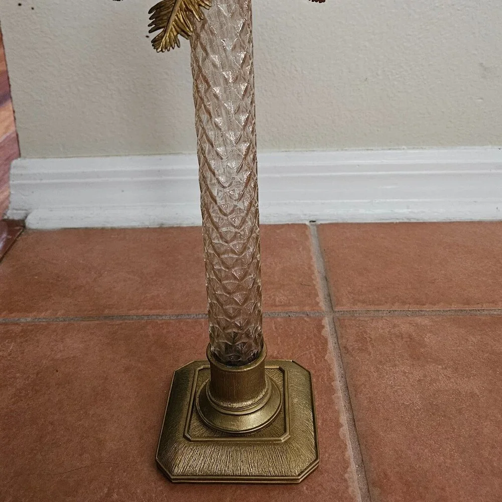 RARE JAY STRONGWATER FLORA & FAUNA PALM TREE ENAMEL CRYSTAL CANDLE HOLDER OBJET